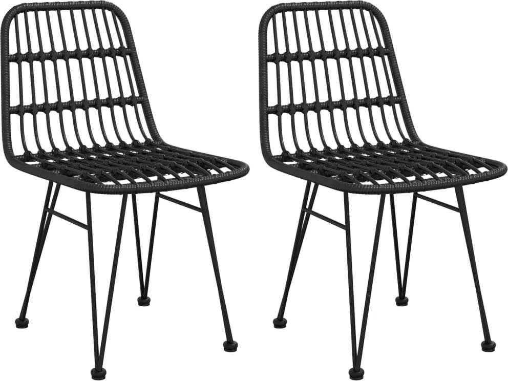 vidaXL 2 db fekete polietilén rattan kerti szék 48 x 62 x 84 cm
