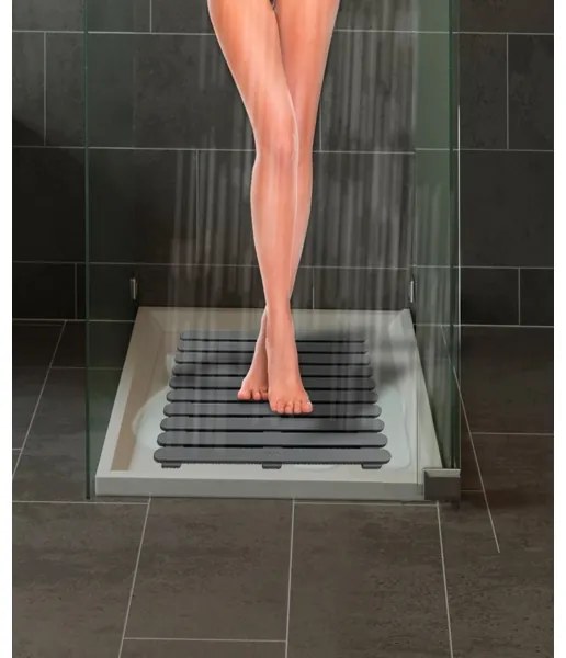 WENKO 22947100-Zuhanyszőnyeg beltéri & kültéri 55x55 cm szürke