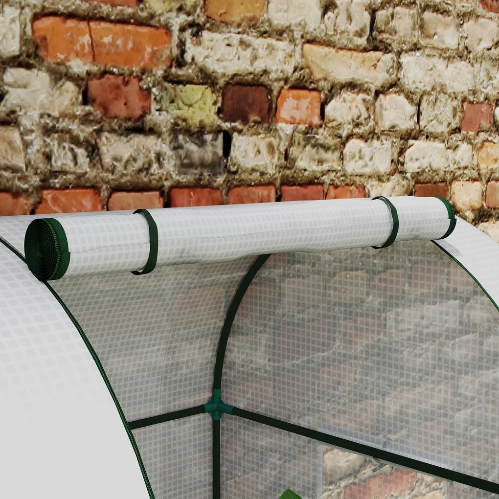 Outsunny Kerti Üvegház 1,8 m² Paradicsom Üvegház, méretek: 1,85L x 0,9W x 1,5H m, 2 csúszó cipzáras ajtó, 4 felhúzható ablak, acél, PE nagy sűrűségű 1