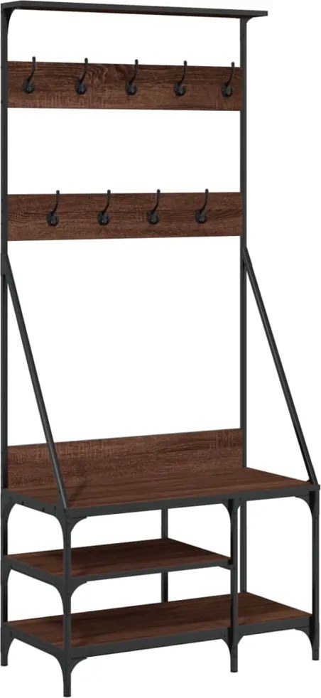 vidaXL barna tölgyszínű ruhafogas cipőpolccal 80x40x184 cm