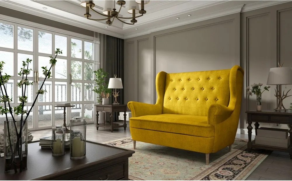 Sárga kanapé 150 cm Aros – ELTAP