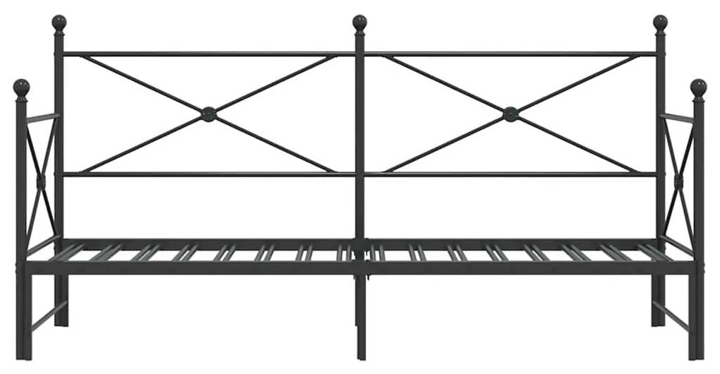 fekete acél kihúzható kanapéágy matrac nélkül 75x190 cm