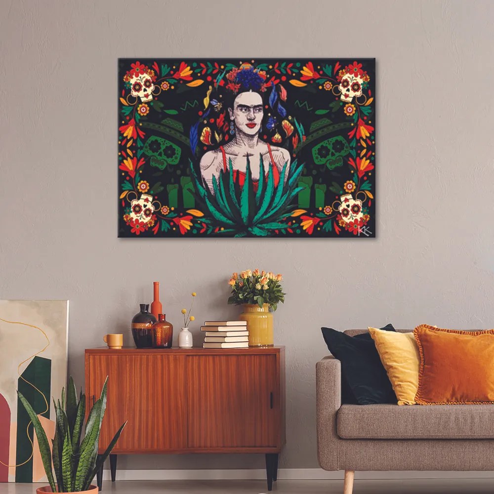 Gario Vászonkép Frida Kahlo a mexikói dombormûben Méret: 60 x 40 cm