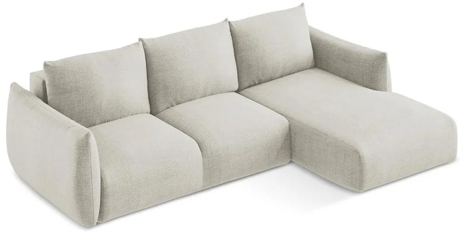 Bézs kinyitható sarokkanapé (jobb oldali-heverő résszel) Leila – Makamii