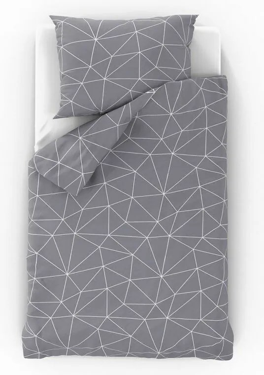 Kvalitex Nordic Grid pamut ágyneműhuzat szürke, 140 x 220 cm, 70 x 90 cm