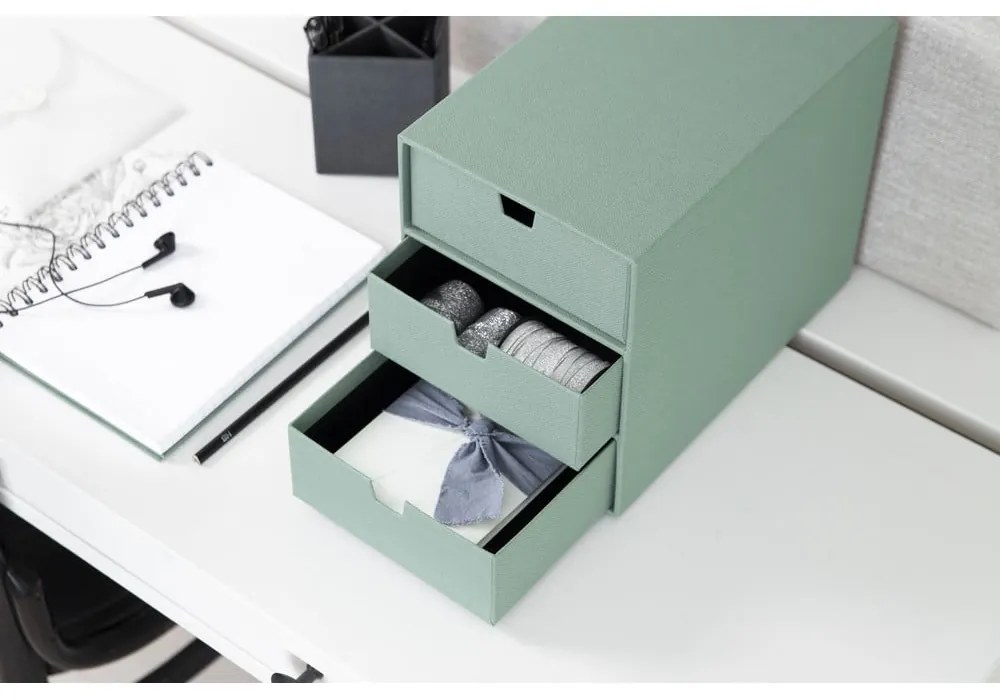 Zöld karton fiókos rendszerező Ingrid Canvas Paper Laminate – Bigso