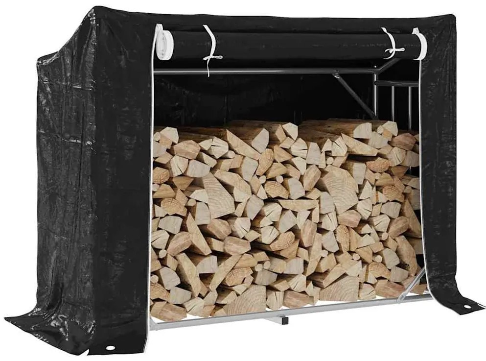 Tűzifa állvány esővédővel 151x60,5x110,5 cm horganyzott acél