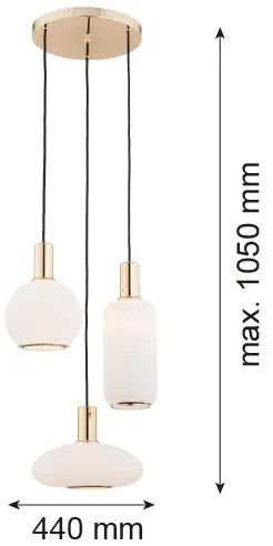 Argon 1489 - Csillár zsinóron SAGUNTO 3xE27/15W/230V sárgaréz