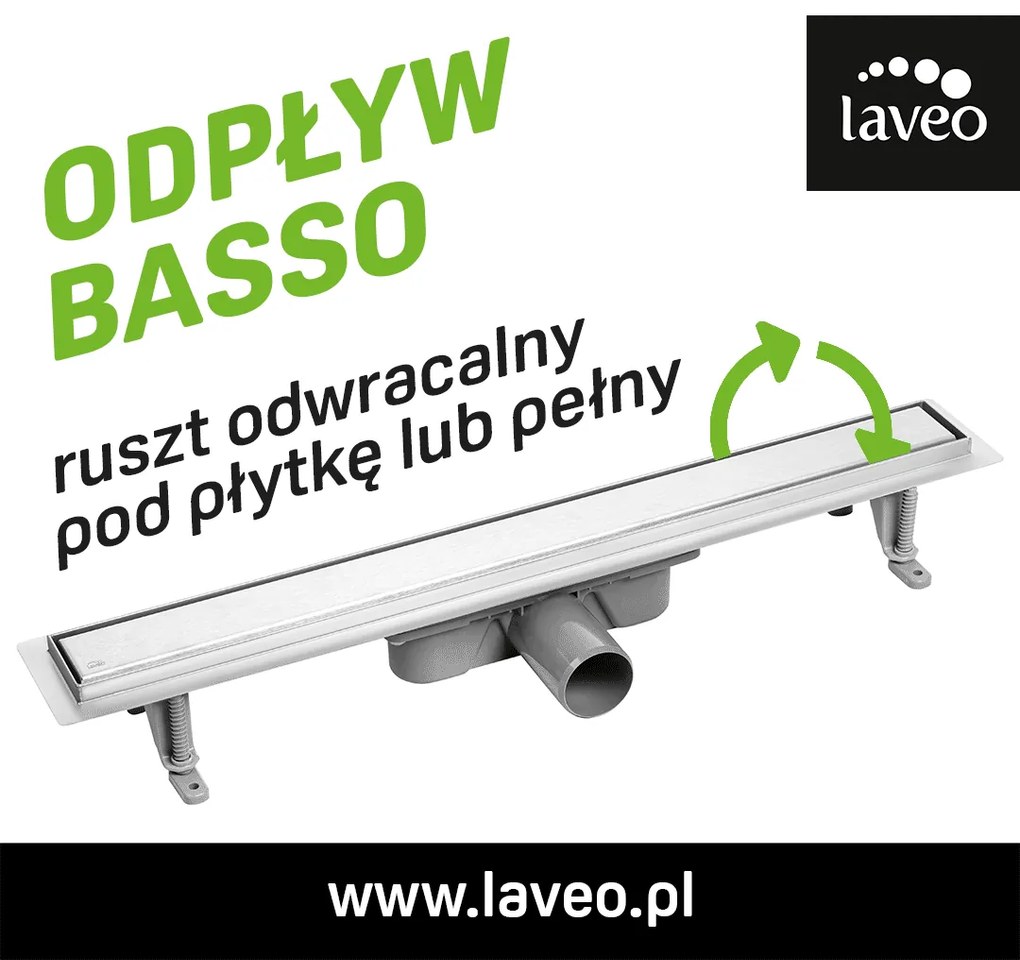 Laveo Basso, lineáris lefolyó ráccsal 60 cm, fekete, LAV-COB_761S