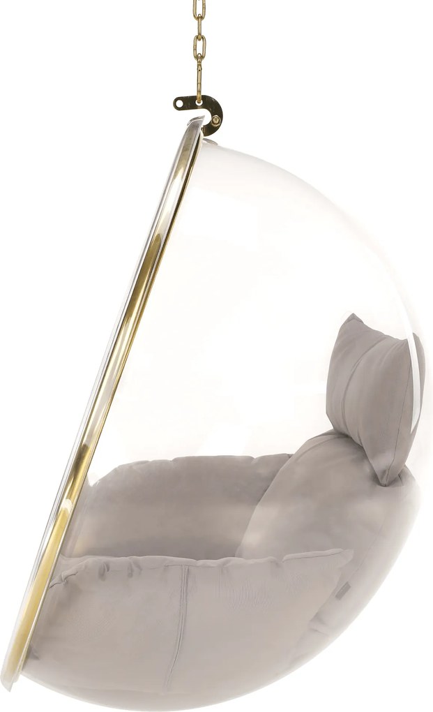 Függő fotel, átlátszó/arany/szürke, BUBBLE NEW TYP 1