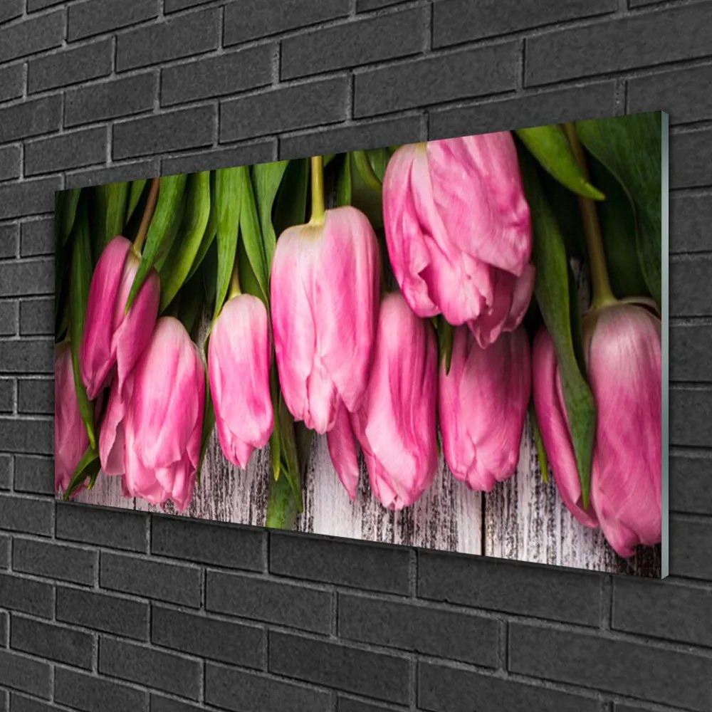 Üvegkép Tulipánok Fal 120x60cm 2 fogas