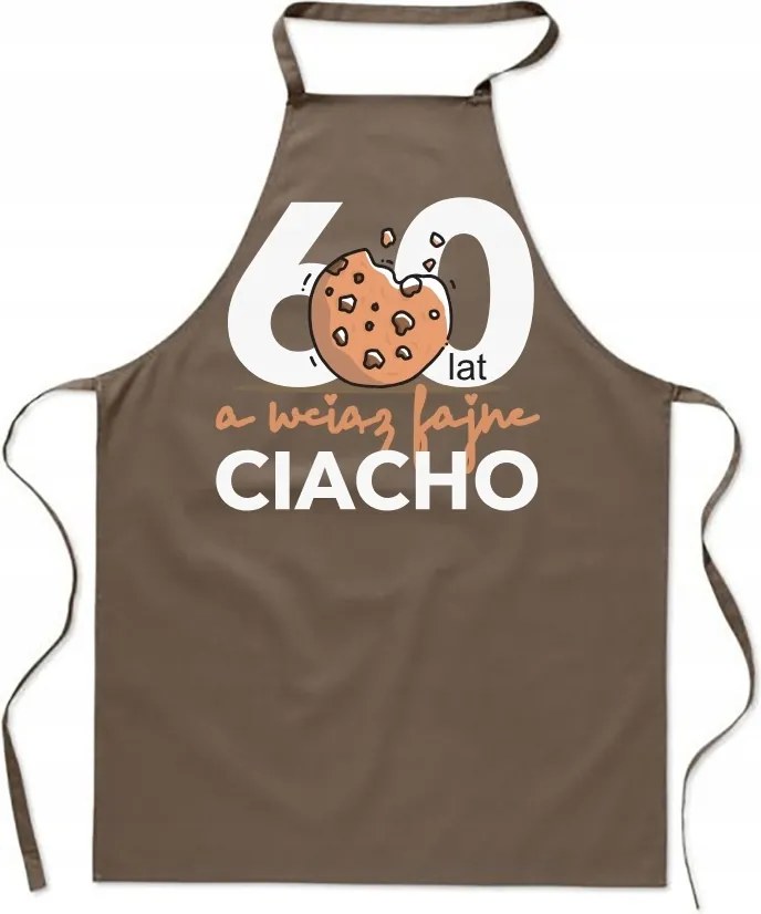 Konyhai Kötény bézs Születésnap 60 év férfi torta ajándék FA_468_b