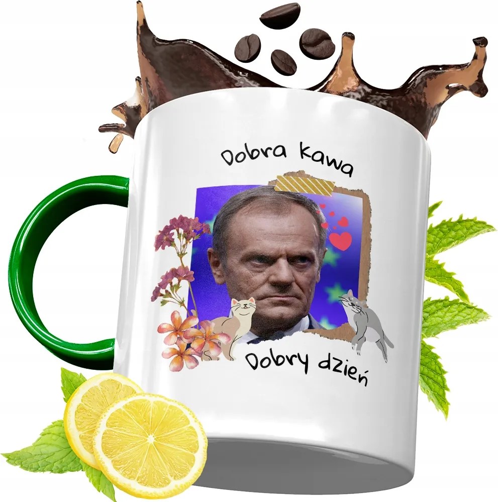 Donald Tusk Zöld Bögre Ajándék Nyomtatott Fotóval