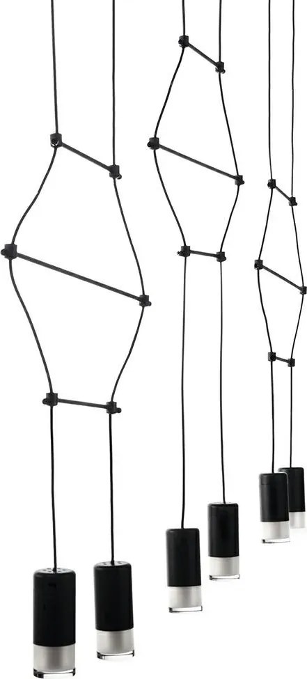 KING HOME JD0032-6P FLUSSO Többágú Függesztett Lámpa Fekete G9 IP20