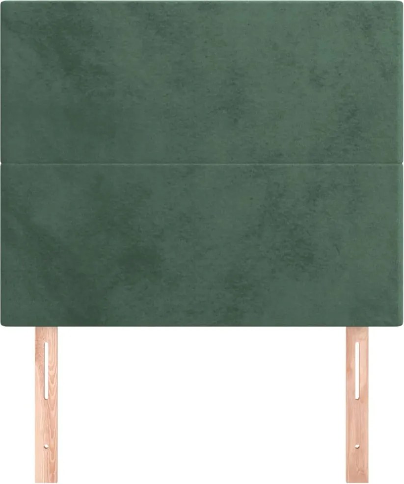 sötétzöld bársony fejtámla 90x5x118/128 cm