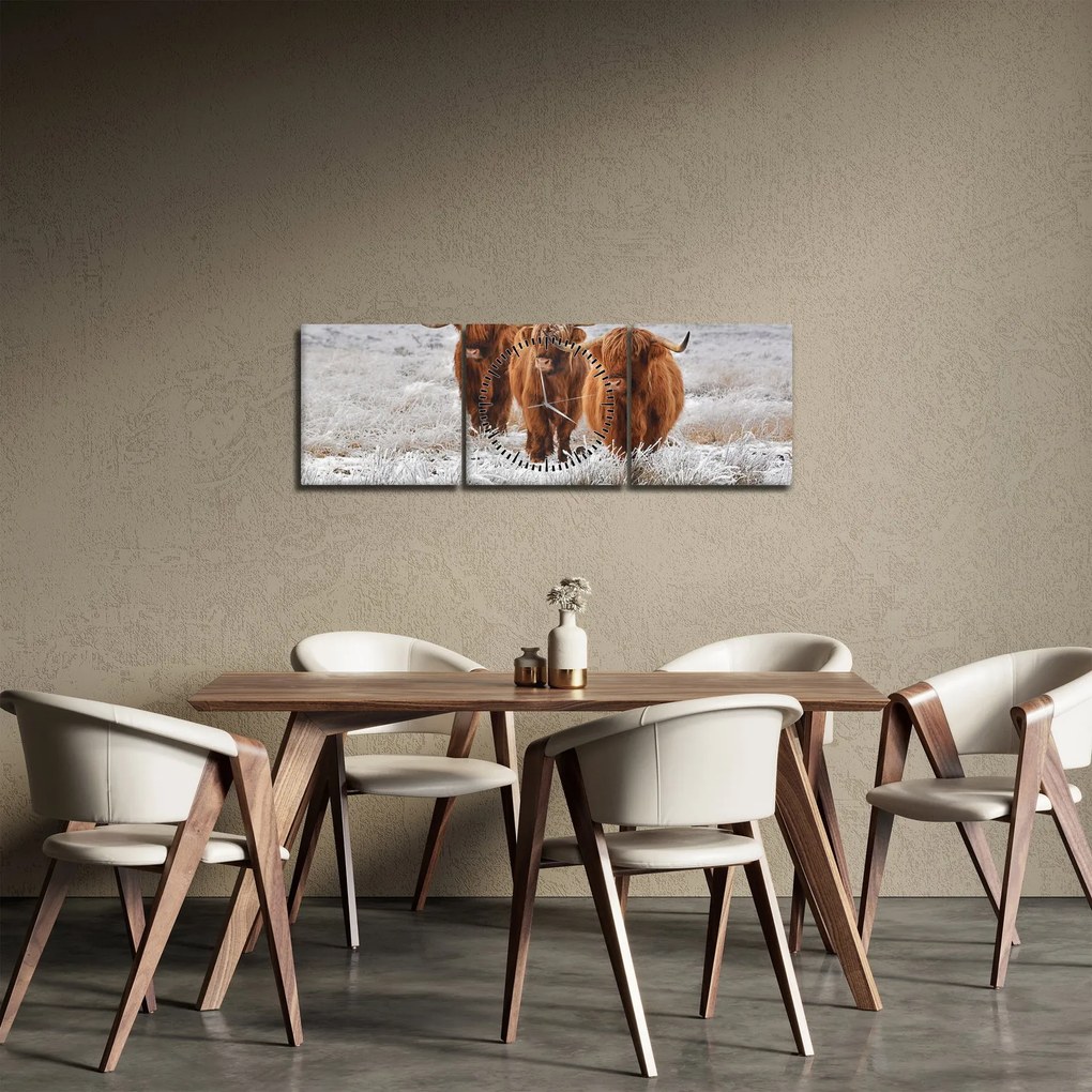 Kép - Skót tehenek (órával) (90x30 cm)