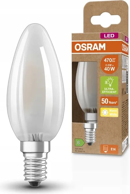 Led izzó B35 E14 2,5W 40W 470lm 2700K Filament 188lm/W Ultra Osram