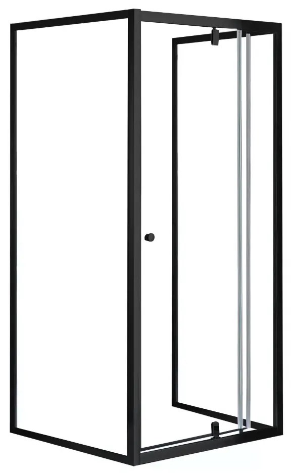 Flexi falsíkra szerelhető szögletes zuhanykabin 90x90 cm zuhanytálca nélkül fekete