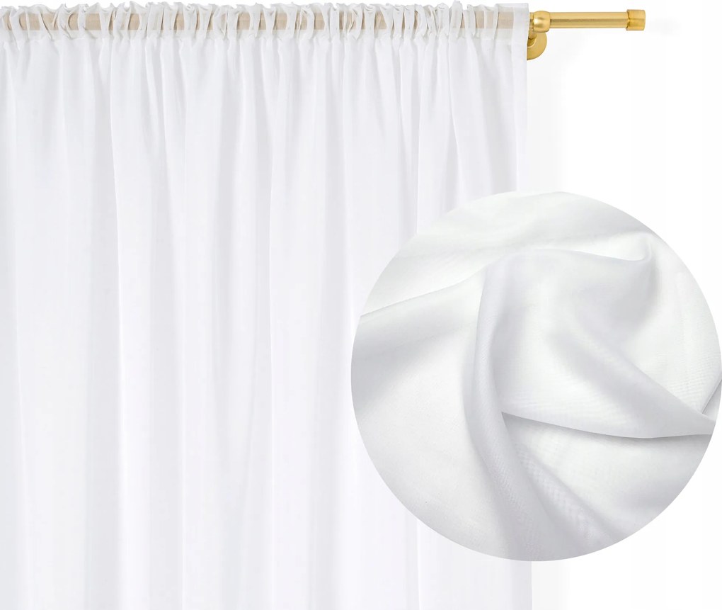 Függöny kész Fátyol fehér 140x250 Szalagos béka alagút függöny a nappaliba