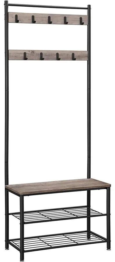 Kabáttartó állvány, cipőtartó üléssel, magasság 175 cm