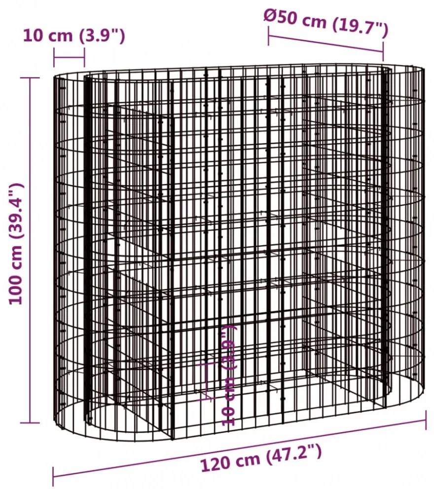 horganyzott vas gabion magaságyás 120x50x100 cm