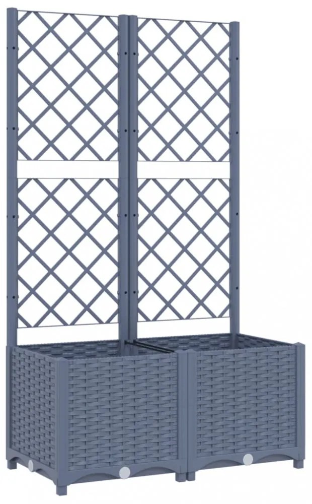 kék-szürke kerti virágláda ráccsal 80 x 40 x 136 cm PP