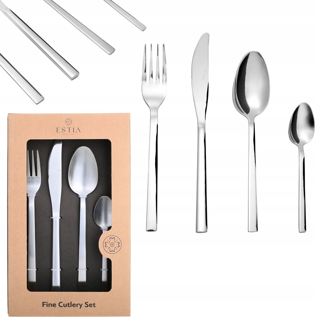 Evőeszköz Készlet 24db-os ezüst klasszikus rozsdamentes acél tartós 6db-os szett
