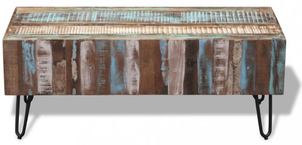 tömör újrahasznosított fa dohányzóasztal 100 x 50 x 38 cm