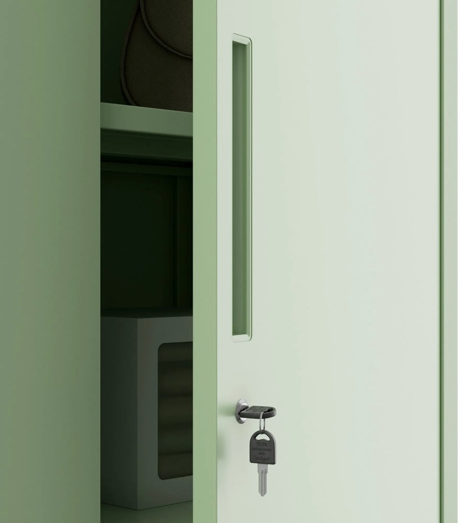 Zárható tárolószekrény DAWID, 900 x 1850 x 450 mm, Fresh Style: pasztellzöld