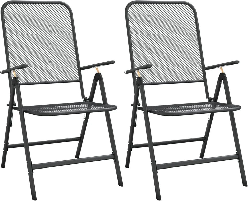 vidaXL 2 db antracitszürke expandált fém összecsukható kerti szék