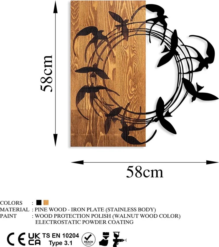 Spiral fém fa fali dekoráció, 58×58 cm – TR891TNL2367