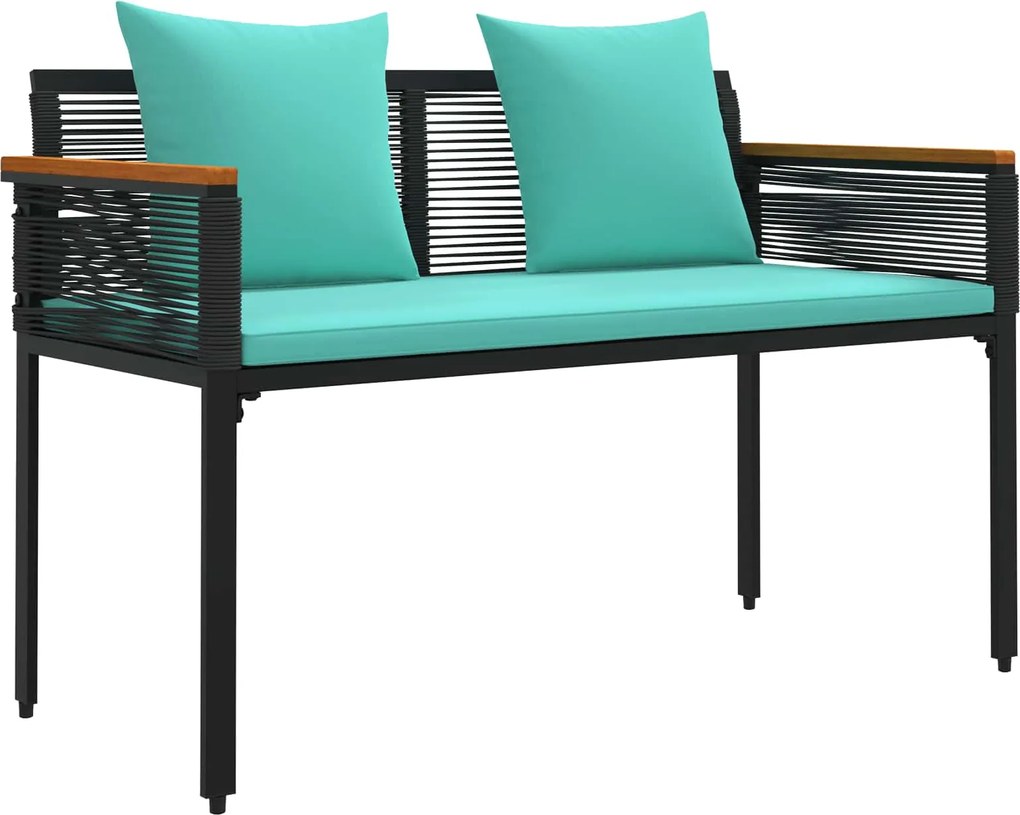 vidaXL Kerti pad Fekete és Türkiz 117 x 54 x 74.5 cm polirattan