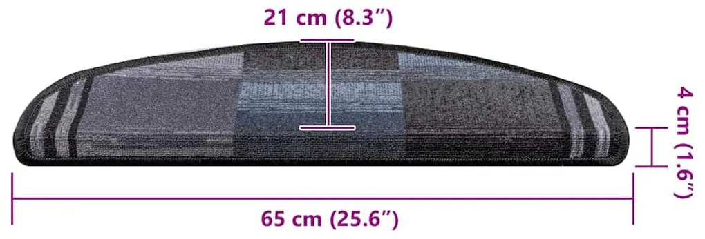 5 db fekete és szürke öntapadó lépcsőszőnyeg 65x21x4 cm