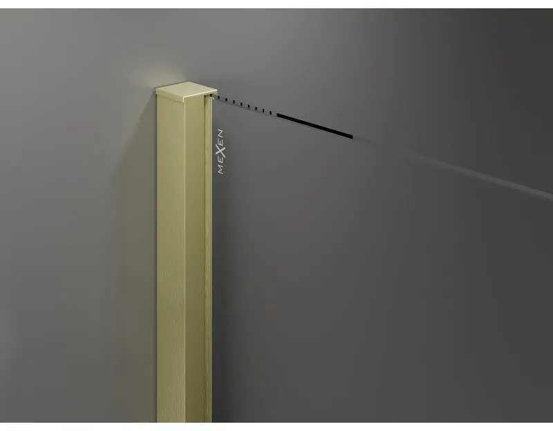 Mexen Velar, tolóajtós zuhanykabin 150 x 70 cm, 8mm szürke üveg, arany matt, 871-150-070-41-55