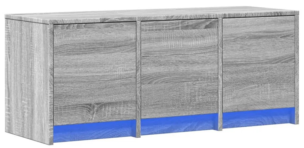 szürke sonoma színű szerelt fa TV-szekrény LED-del 97x34x40 cm