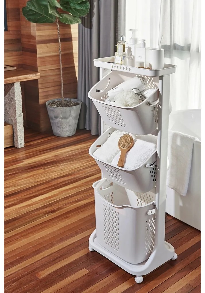 4Home TRIS univerzális tároló kosarak kerekeken, 3 emeletes, 3 emelet