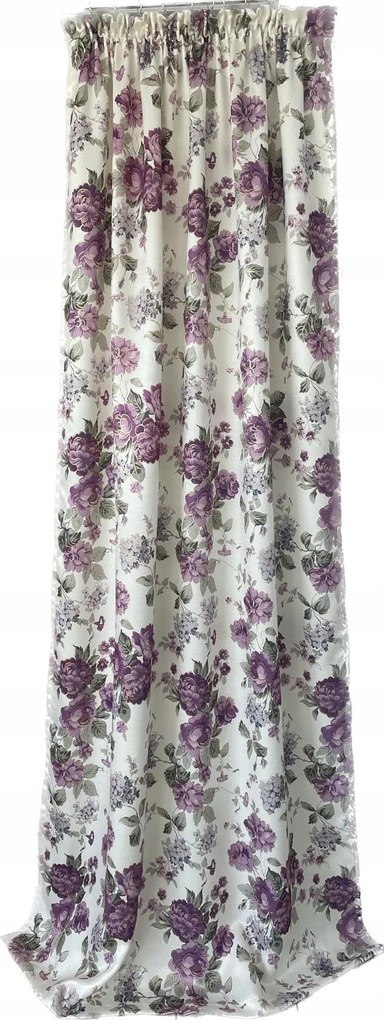 Kész függöny 135x180, velúr, lila virágok