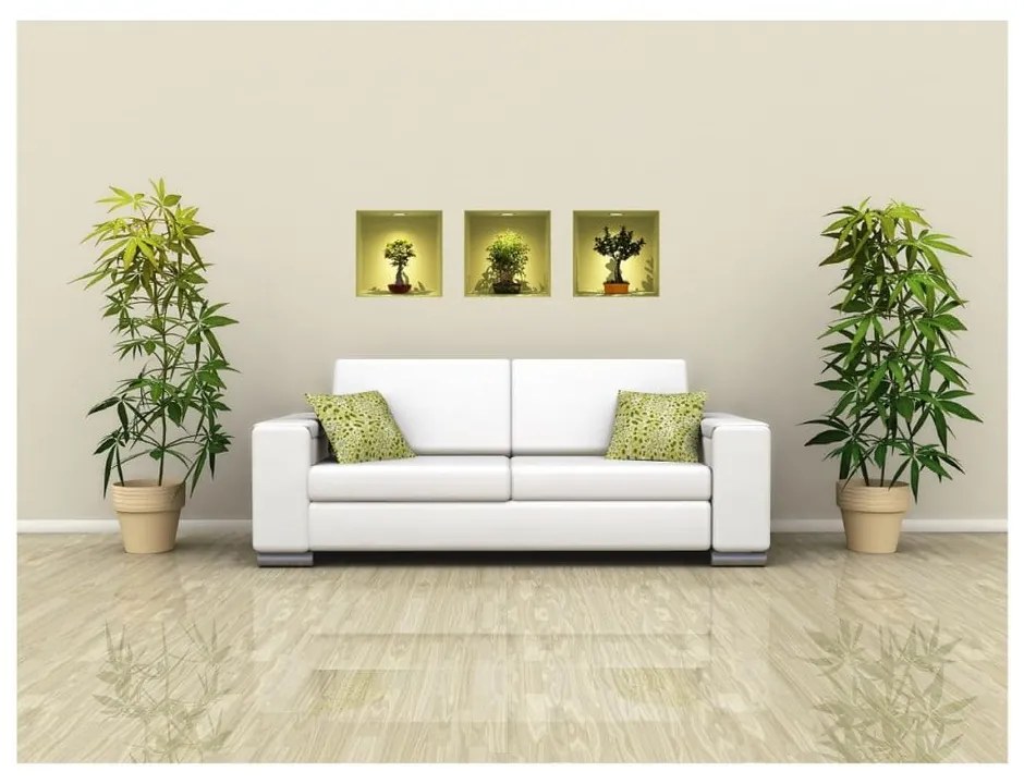 Bonsai Trees On Spot 3 db-os 3D hatású falmatrica szett - Ambiance