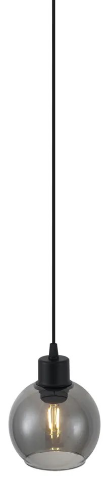 Modern fekete függőlámpa füstüveggel 1 fázisú sínrendszerhez - Iconic Lava