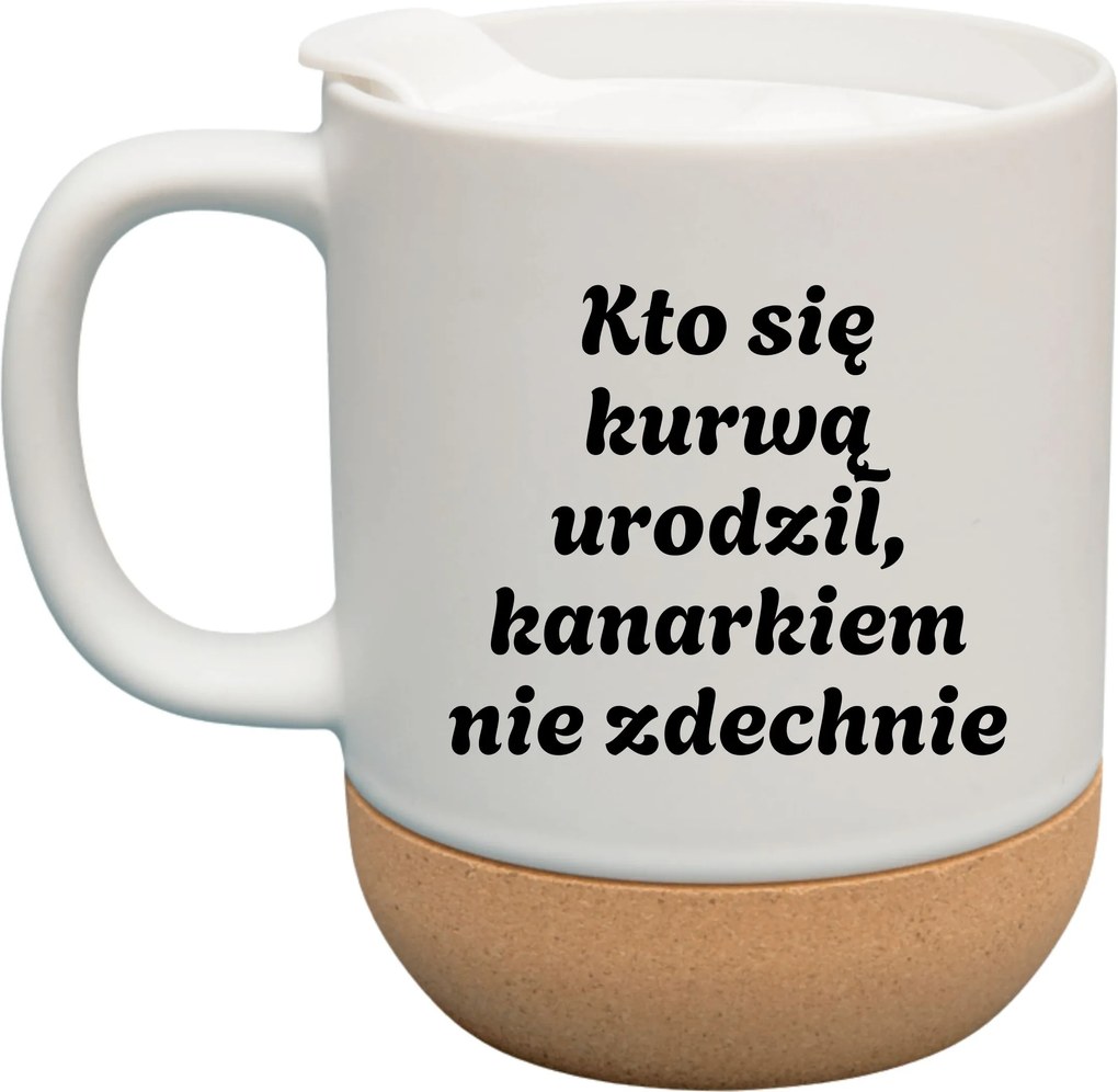 Fehér Bögre Fedéllel És Parafa Aljjal Ajándék Aki K****