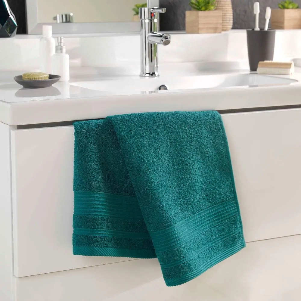 Sötétzöld frottír pamut törölköző 50x90 cm Tendresse – douceur d'intérieur