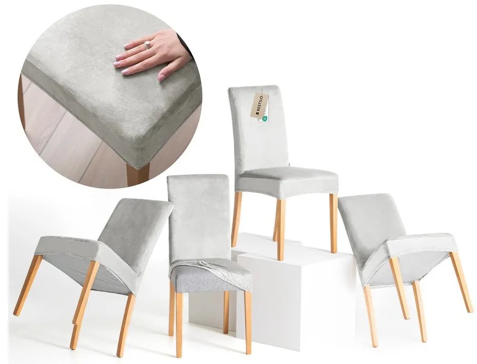 Világosszürke gumis szék huzat szett 4 db-os 48 cm Sento – Restilo