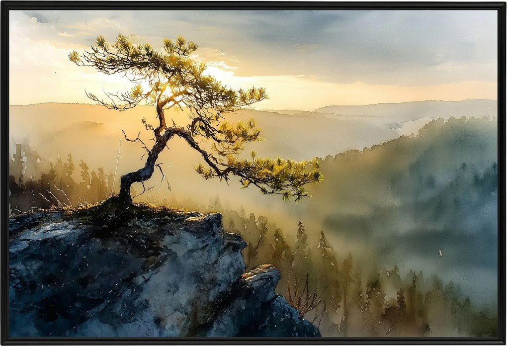 Poszter Alumínium Keret Lengyelország Hegyek Sokolica Fenyő 60x40