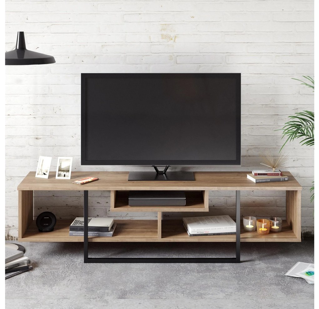 TV asztal/Szekrény Aslana 150 (dió + fekete) . 1101384