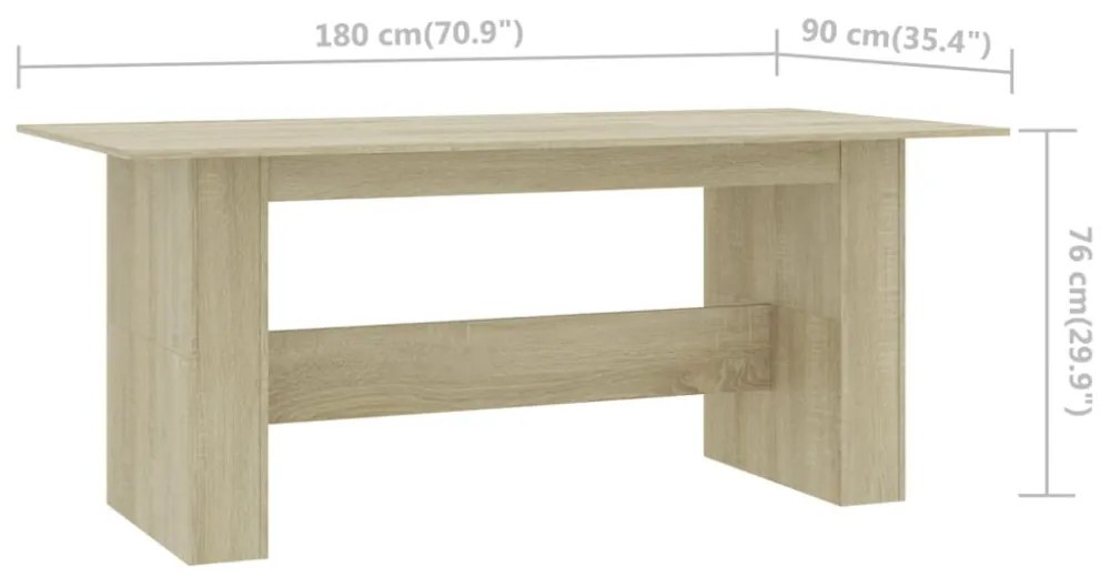 sonoma tölgy színű szerelt fa étkezőasztal 180 x 90 x 76 cm