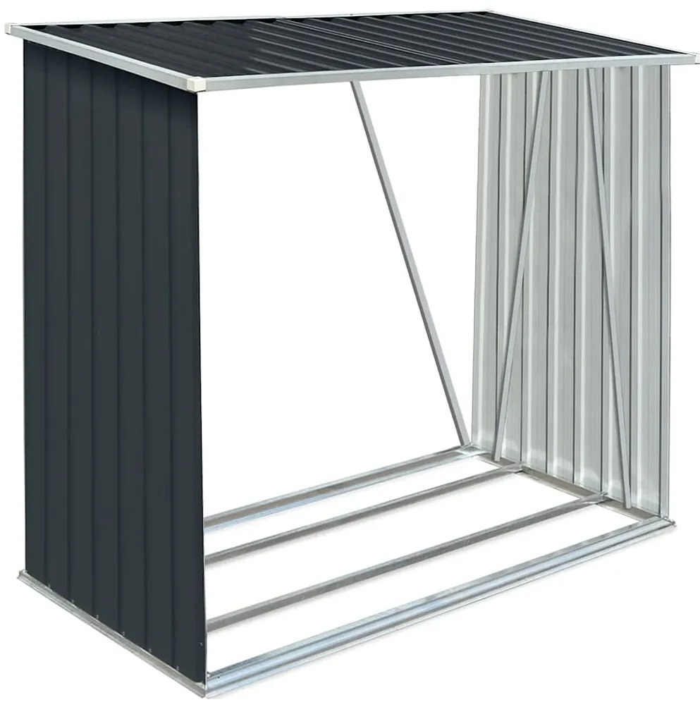 vidaXL antracit horganyzott acél kerti tűzifatároló 163 x 83 x 154 cm