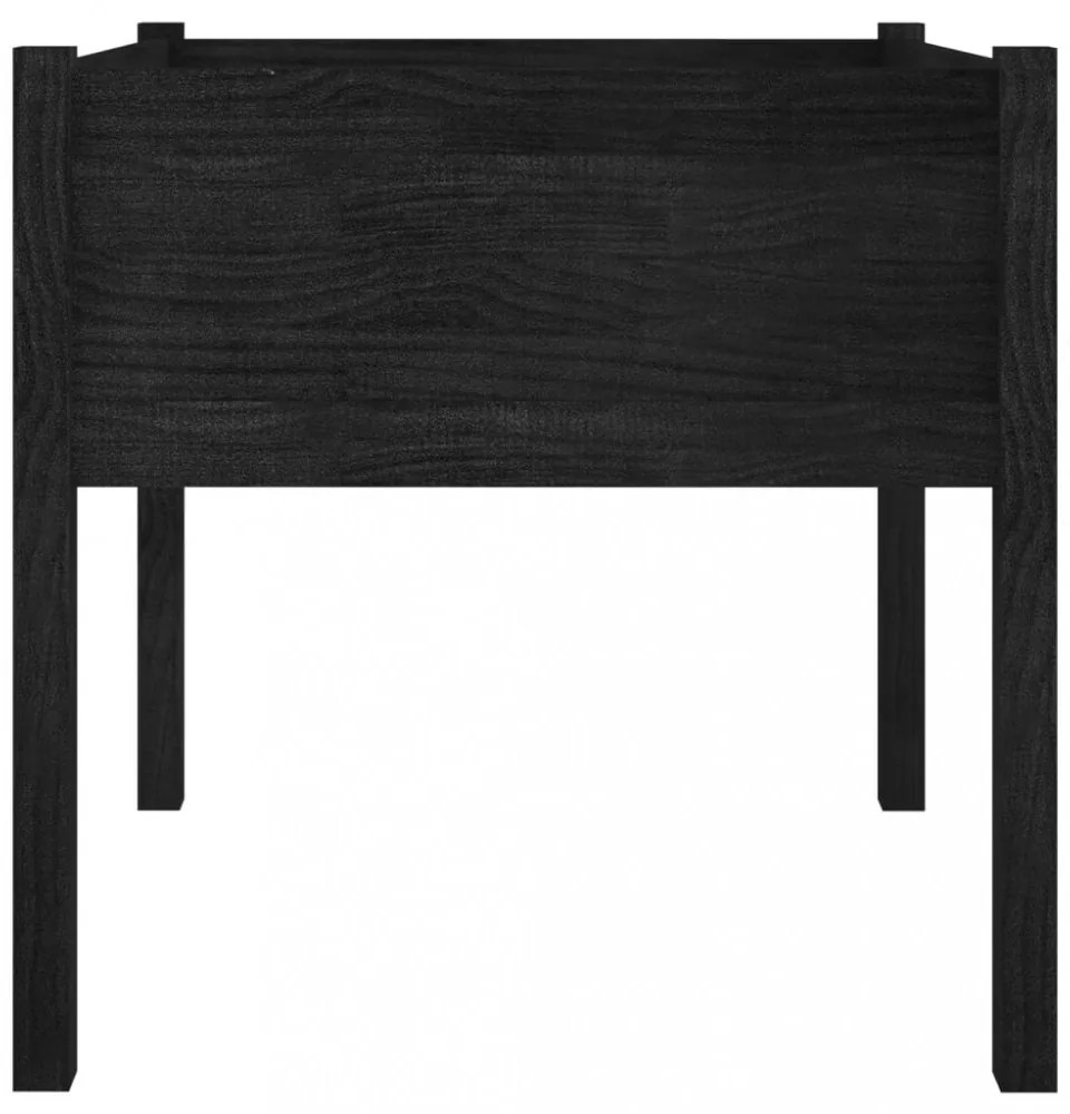 fekete tömör fenyőfa virágtartó 70 x 70 x 70 cm