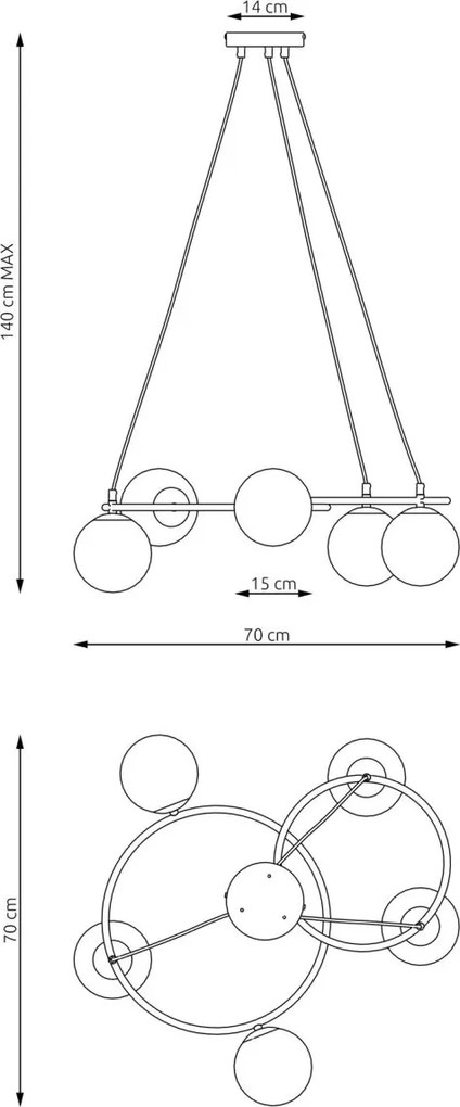 Emibig modern függeszték libra fehér fekete emi1379/5