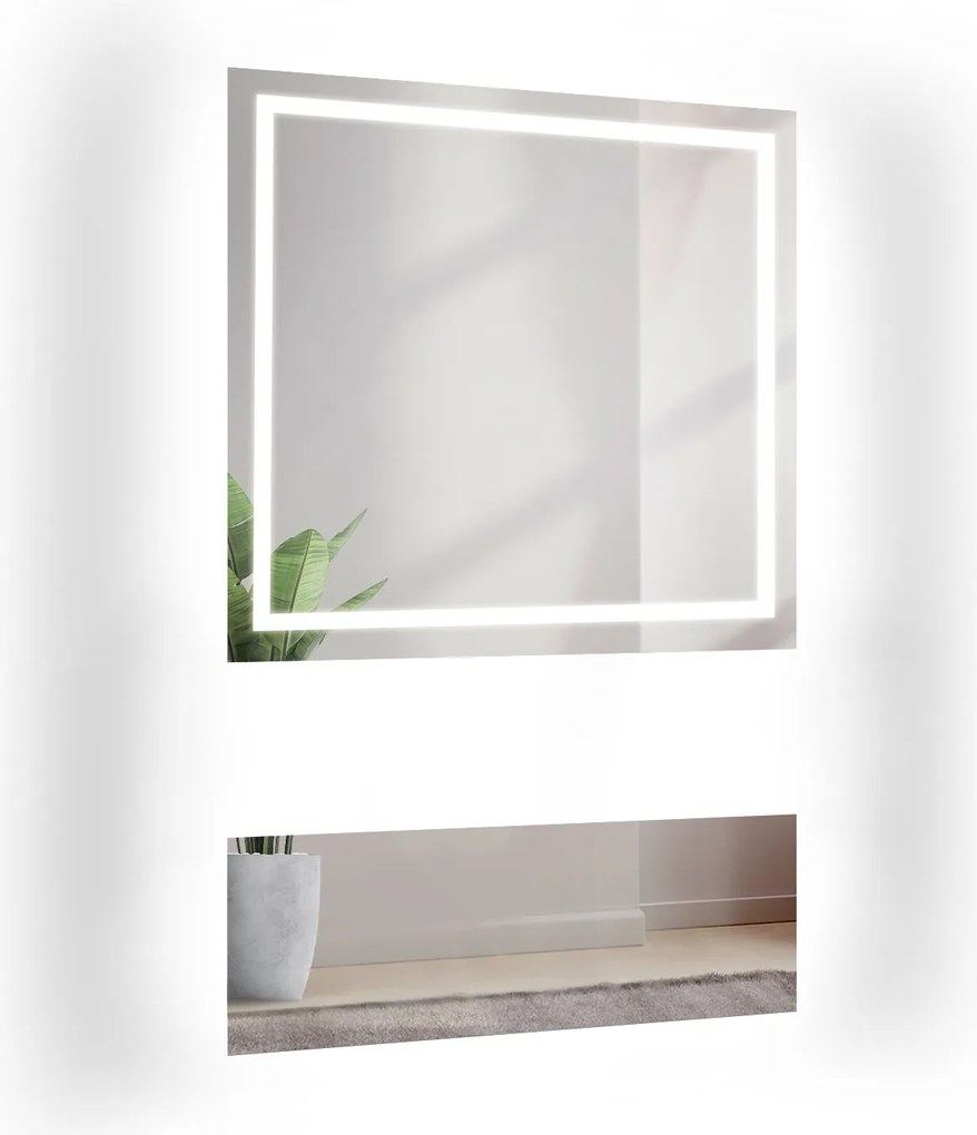 Téglalap alakú tükör Emi Glam Led háttérvilágítással 80x160