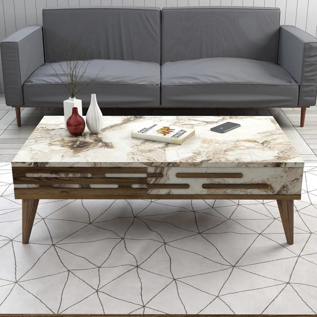 Valensiya - Walnut, White, Marble